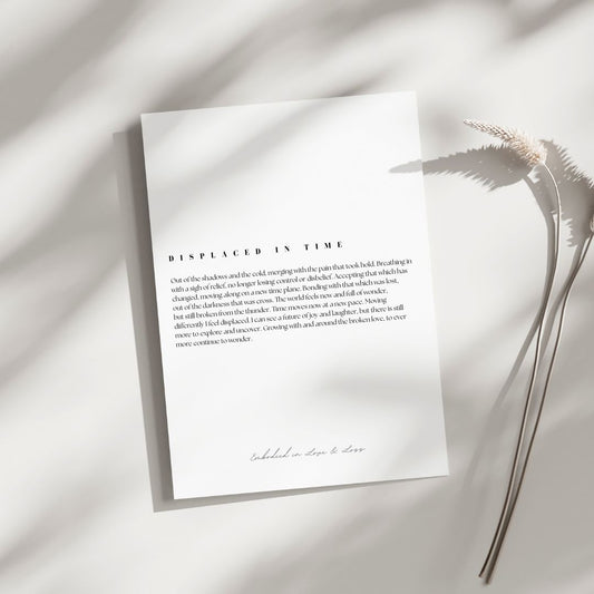 White paper with text on a light background with a plant