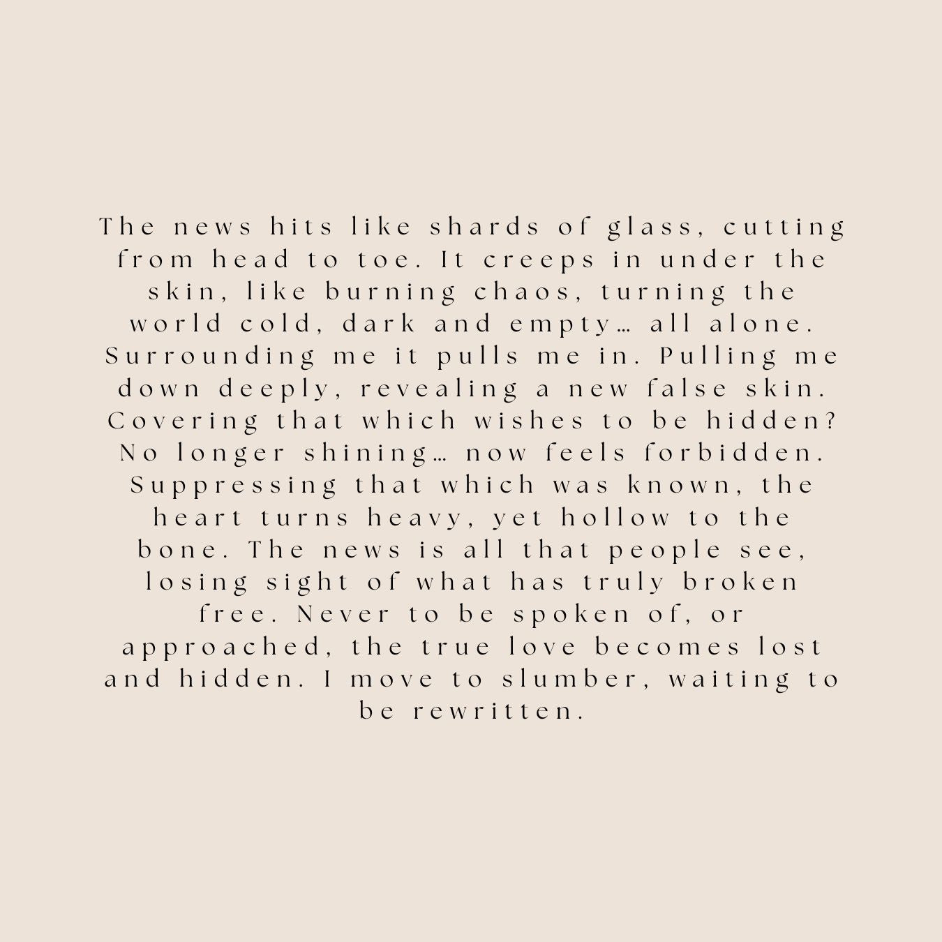 Text poem on a beige background