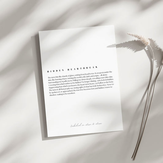 White paper with text on a light background with shadows