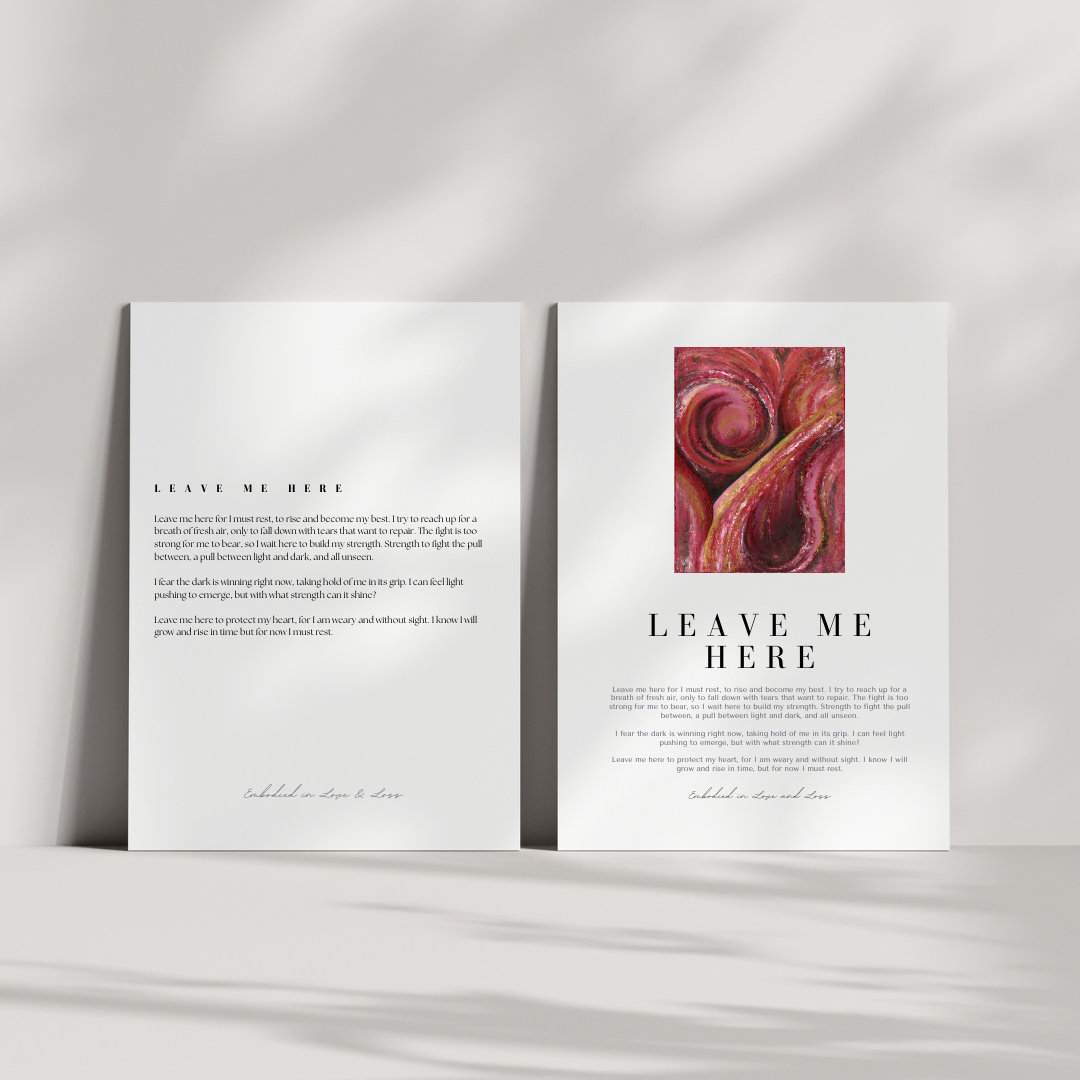 Open book with text and a red abstract painting on a white background