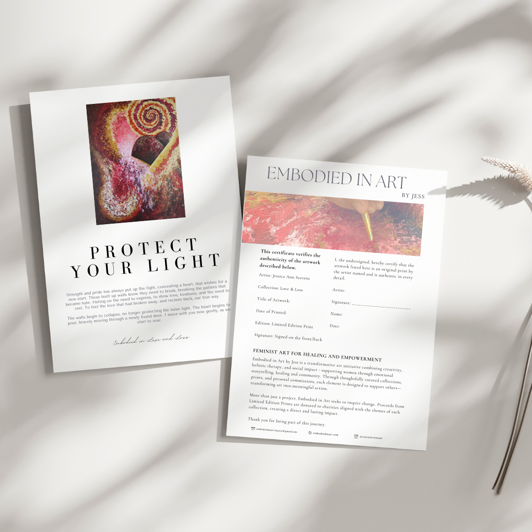 Two art prints with text on a light background