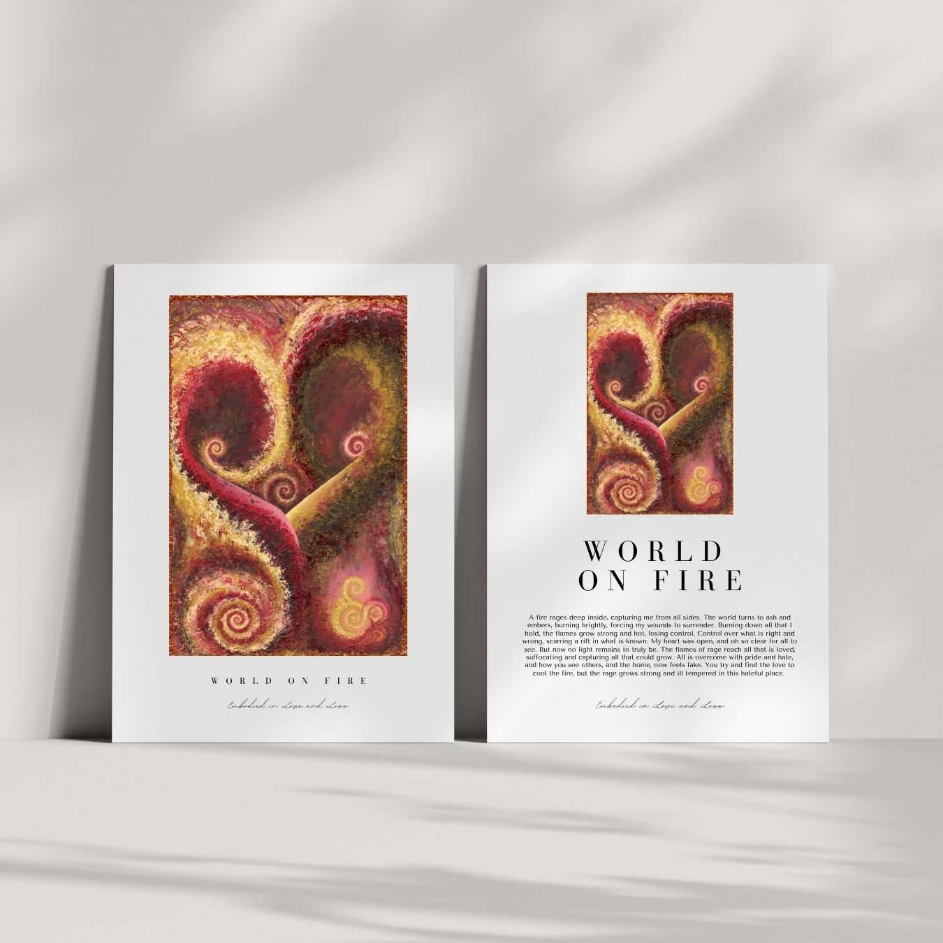 Art prints with abstract design and text on a white background