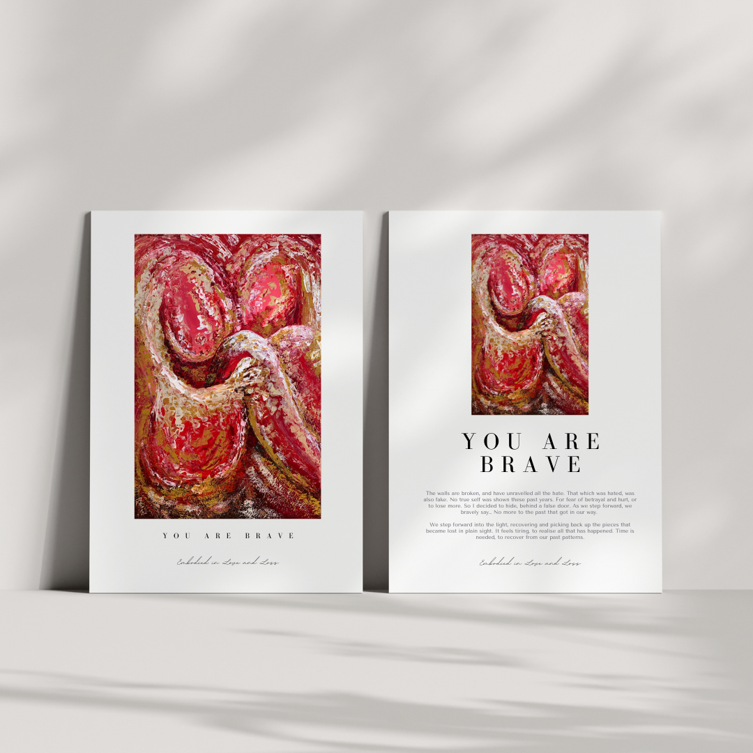 Book with artistic cover featuring a woman and text 'You Are Brave' on a white background