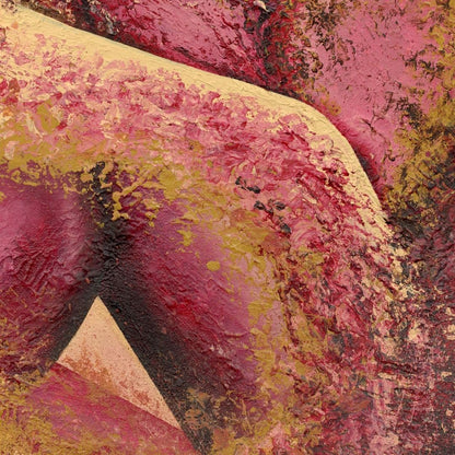 Abstract art with pink, yellow, and black colors