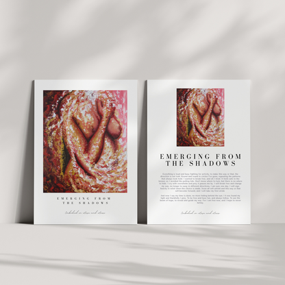 Open book with artistic cover design on a white background
