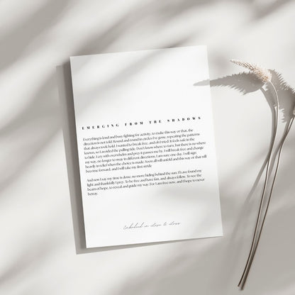 Sheet of paper with text on a light fabric background