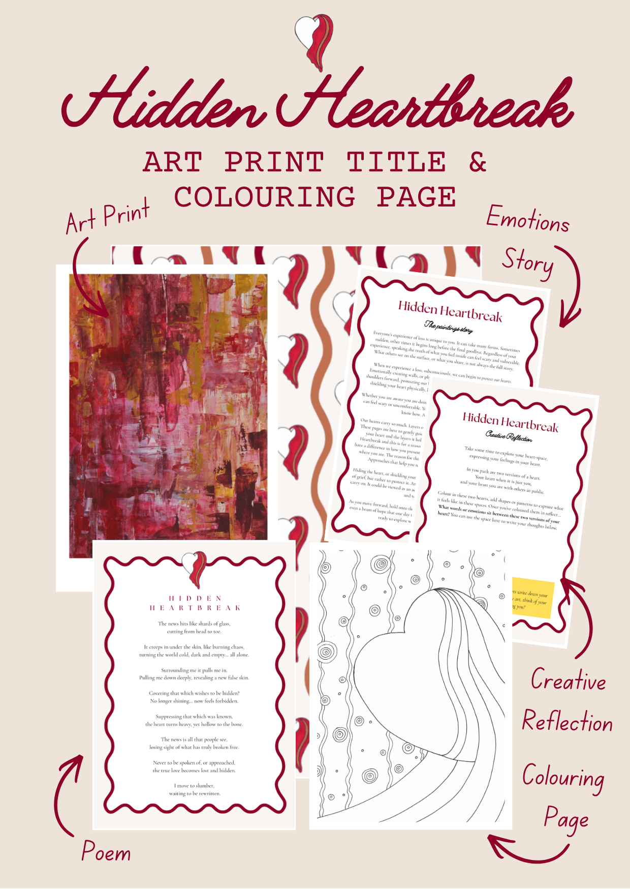 "Hidden Heartbreak" Heart Space Art Print