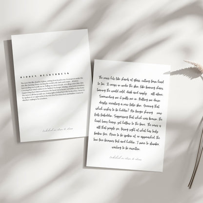 Poem prints with text on a light background
