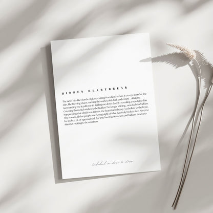 White paper with text on a light background with shadows