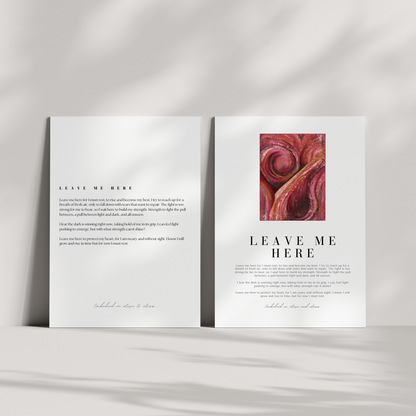 Open book with text and a red abstract painting on a white background