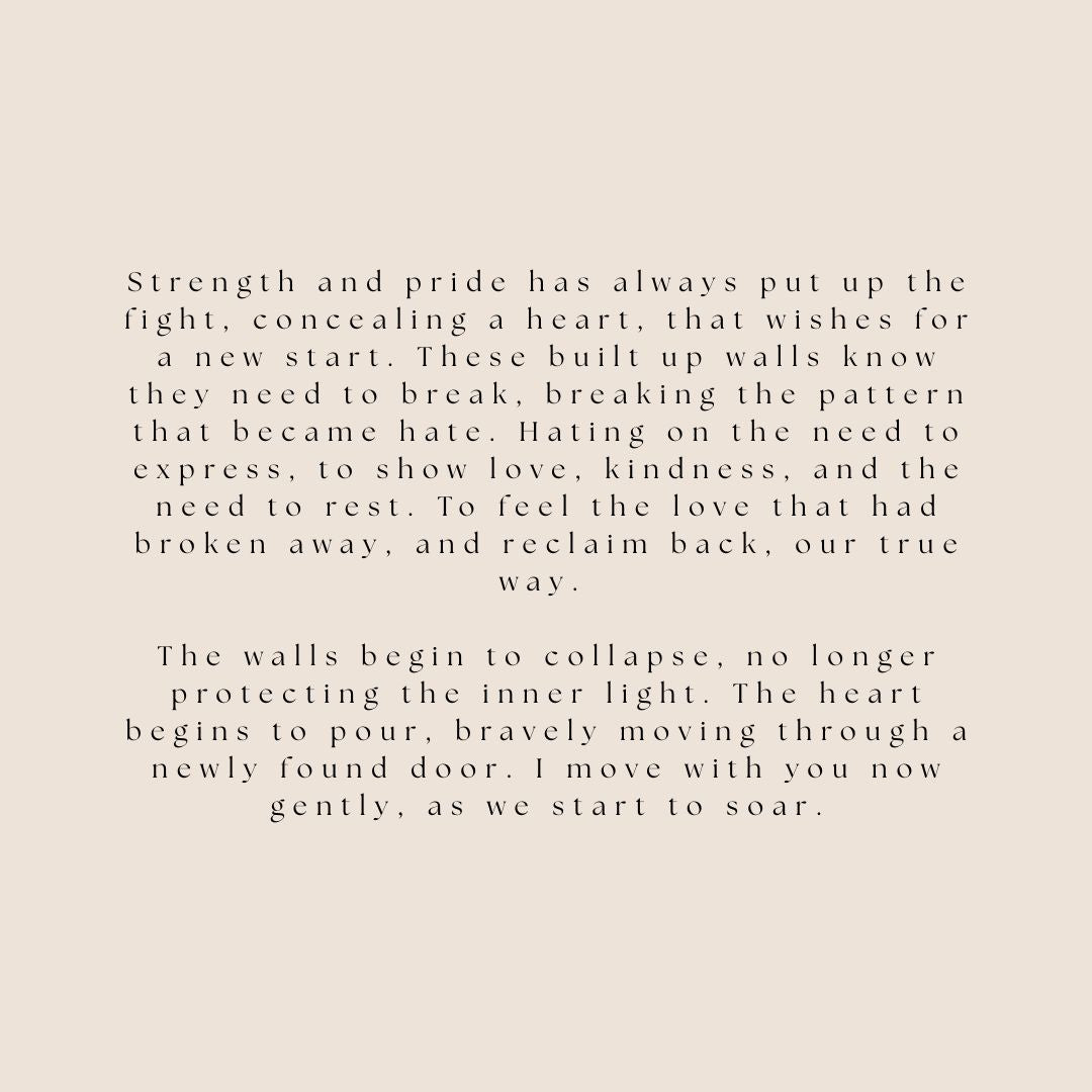 Text on a beige background with a quote about strength, pride, and healing.