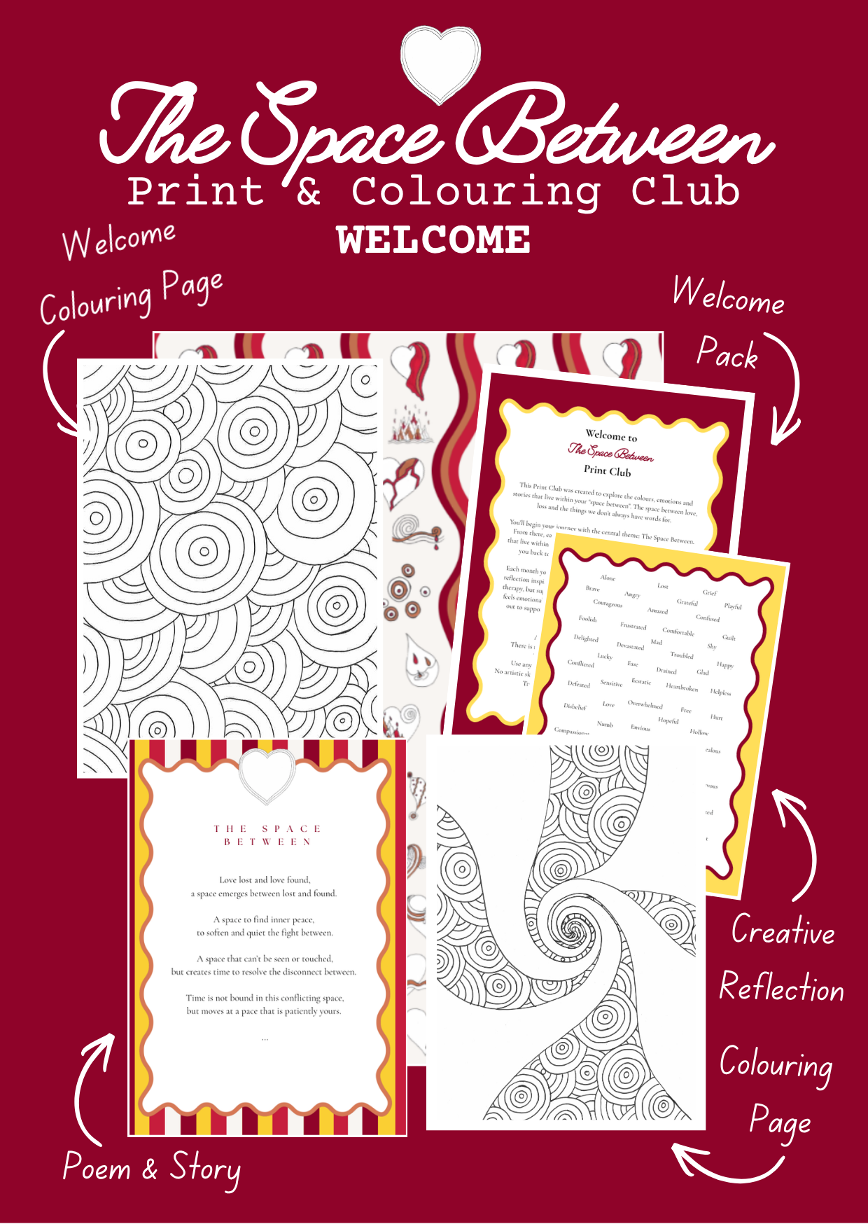 Grief Print & Colouring Club for the Heart