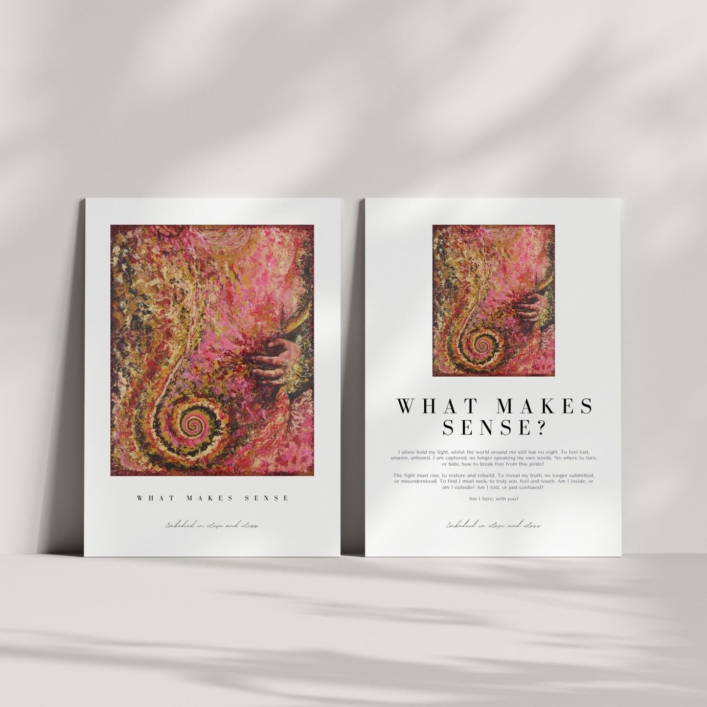Art Prints with colourful abstract design and text on a white background