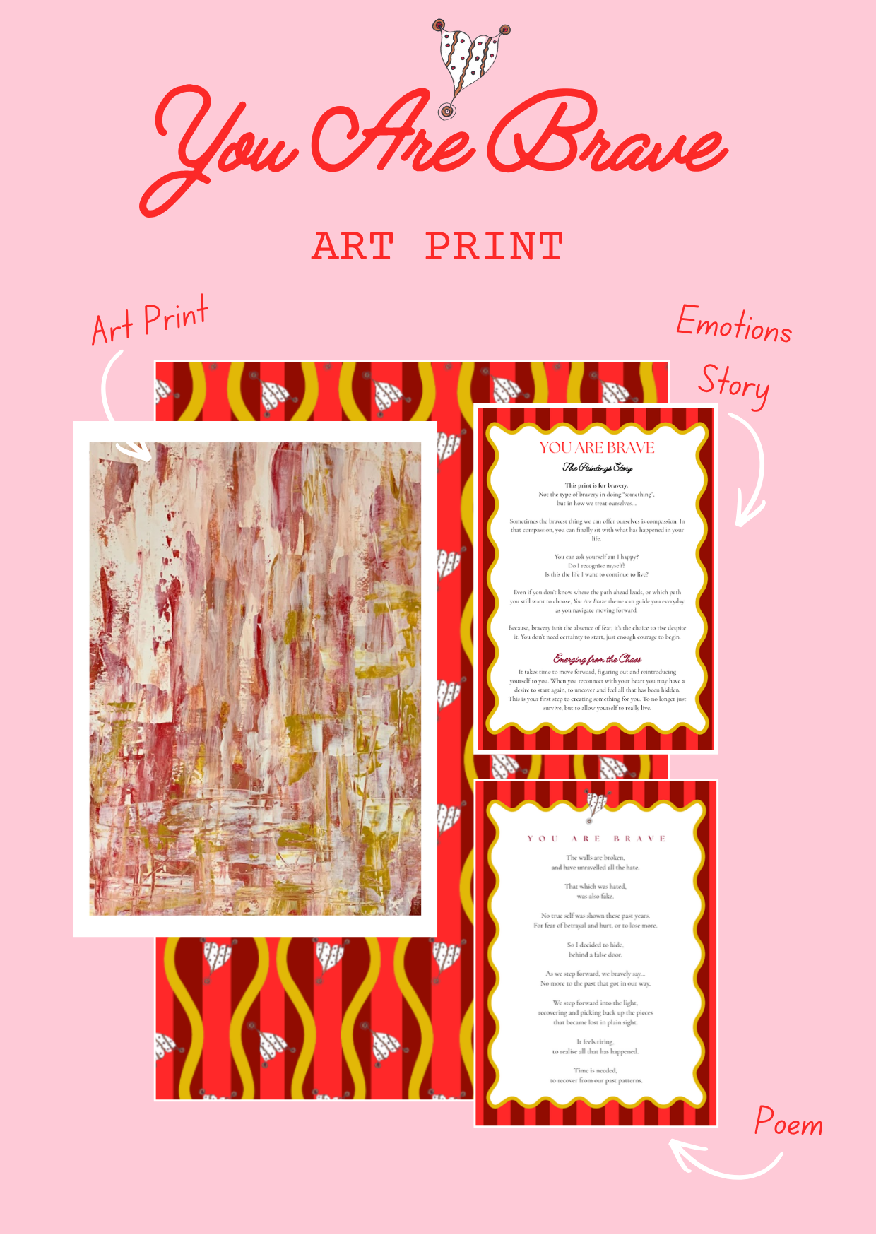 "You Are Brave" Heart Space Art Print
